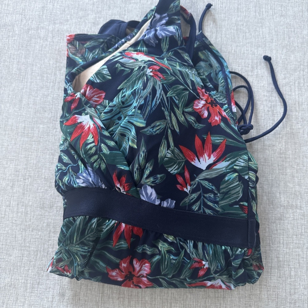 Cacique One Piece Swimsuit Dress Womens Plus Size 24‎ Ruched Modest Coverup - Picture 9 of 9